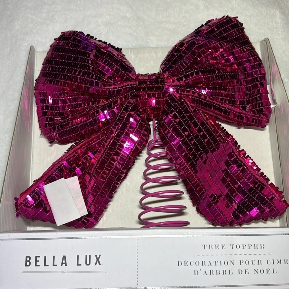 Bella Lux Bow Tree Topper PINK